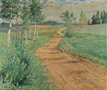 landscape Painting - COUNTRY PATH Nikolay Bogdanov Belsky woods trees landscape